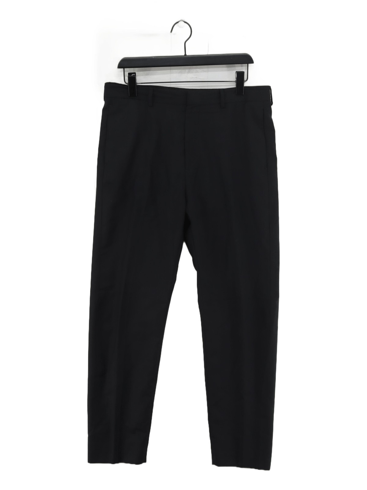 Pantalón para mujer COS UK 22 negro lana con poliéster, algodón chino cónico