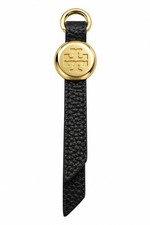 Tory Burch Black Leather Key Ring With Gold Hardware