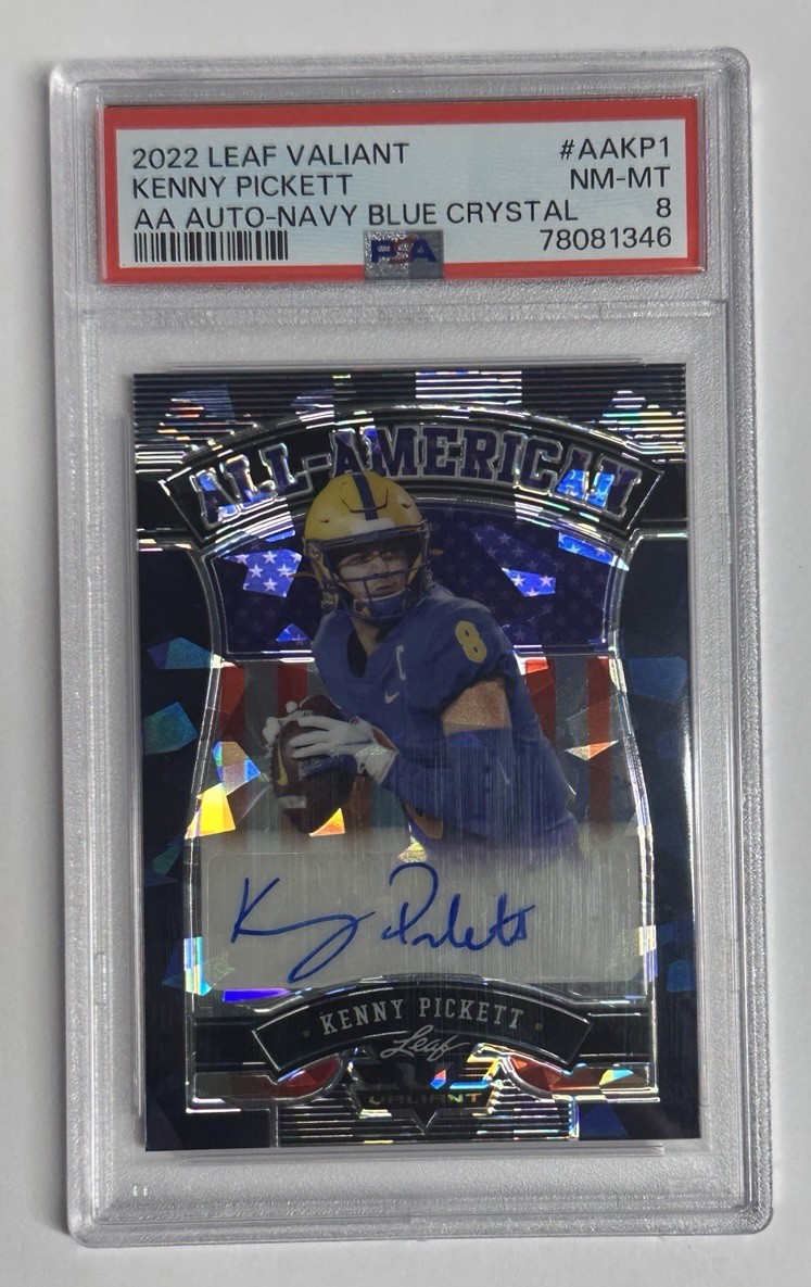 Kenny Pickett Leaf Valiant All-American Autographs #AAKP1 Navy Blue Crystal