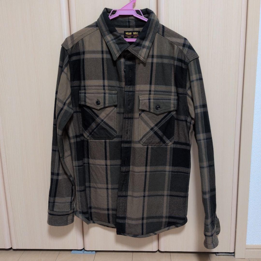 UES 502451 Extra Heavy Flannel Shirt Olive Check Size 4
