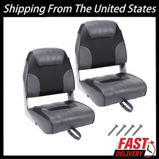 2 PCS Boat Seats Low Back ,Folding Fishing Boat Seat Chair Sponge Padding Gray