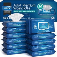 Adult Wet Wipes, Wash Cloths  Adult Wipes for Incontinence  Cleansing for E...
