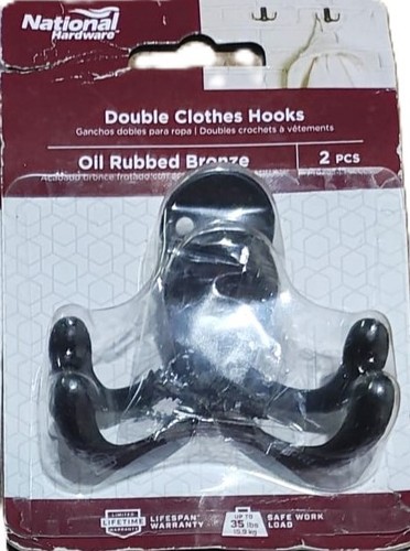 N.H N330-829 V163 Double Clothes Hooks 2-ct, Oil Rubbed Bronze (4-Pack) - Picture 2 of 2