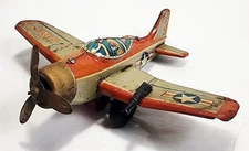 Vintage MARX / Asahitoy Tin Friction USAF Fighter Plane Airplane Made In Japan