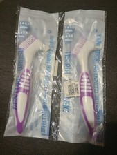 2 Pac Denture Cleaning Brush Multi-Layered Bristles False Teeth Ergonomic Rubber