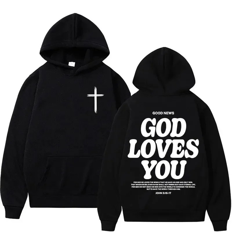 Harajuku Aesthetic Christian Jesus Church Hoodie Bible Verse God Loves You
