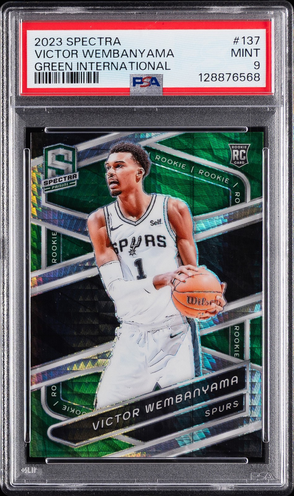 2023 PANINI SPECTRA GREEN INTERNATIONAL #137 VICTOR WEMBANYAMA 12/75 PSA 9