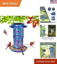Elegant Solar Bird Feeder for Outdoors - Blue Cardinal Garden Lantern Gift