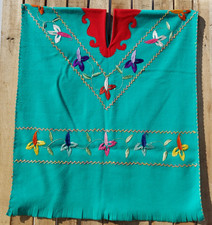 Handmade Vintage One Size Green Colorful Embroidered Mexican Poncho