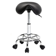 Saddle Spa Salon Stool Hydraulic Adjustable Height 5 Wheels 360-Degree swivel