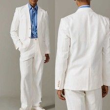 Men's Cotton Business Suits Regular Fit Formal Office Wedding Groom Tuxedos Pant