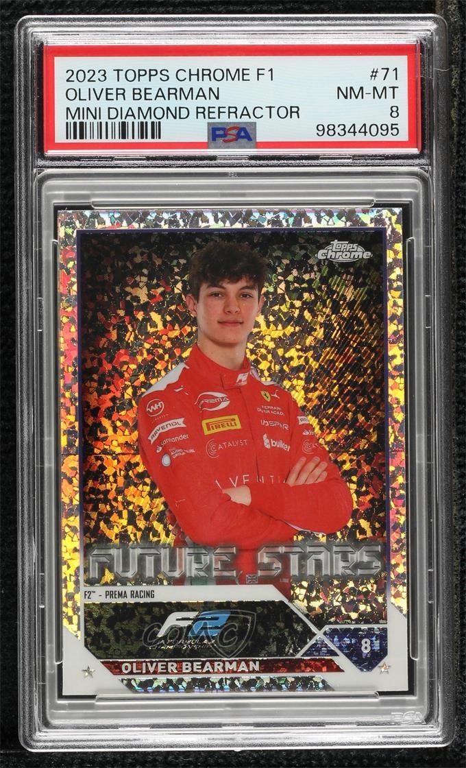 2023 Chrome Formula 1 Mini-Diamond Refractor /299 Oliver Bearman #71 PSA 8 10el