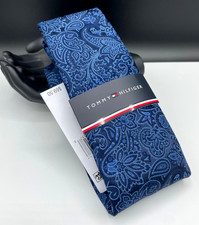 Tommy Hilfiger Men's Silk Blend Tie Navy Blue Paisley NEW MSRP: 69.50