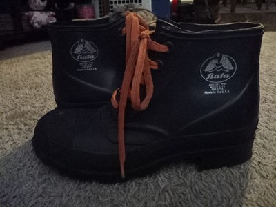 Bata Safety Rubber Boots Steel Toe Size 8 Made in U.S.A. Men's Black
