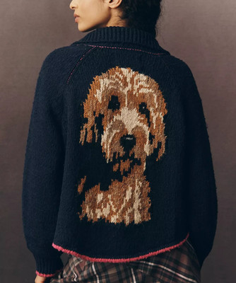 Anthropologie Pilcro Jesse Dog Icon Cardigan Sweater Goldendoodle XXS Puppy New