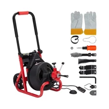 PIONEERWORKS 75Ft x 1/2 Inch Auto-feed Drain Cleaner Machine, Electric Drain ...