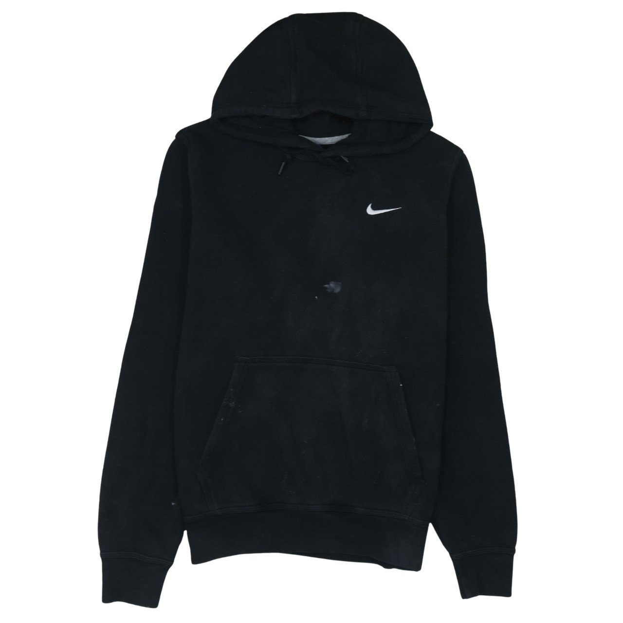 Nike Mens Hoodie Black Fleece Embroidered Swoosh Kangaroo Pocket Pullover M