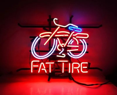 Custom Fat Tire Bike Belgian Beer 17''x14'' Neon Sign Lamp Light Bar Real Glass