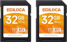Ediloca SD Card 32GB, 2Pcs, Memory Card, up to 100Mb/S, UHS-I, C10, U3, V30, Ful