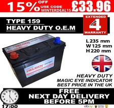 159 Car Battery Type 043 / 049 / 159 / 057 40AH(C20), 45AH(C100) 4Yr Wty O.E.M.