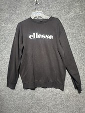 Ellesse Sweatshirt Mens Medium Black Graphic Logo Spell Out Lightweight Pullover