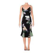 Abito midi Bariano Australia nuovo con etichetta nero floreale donna taglia XL tubino orlo tulipano