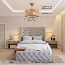 Caged Ceiling Fan Light Chandelier Fan Hanging Lamp & Remote For Living Room