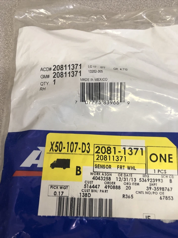 Датчик скорости колеса ABS правый передний для GMC Terrain Chevy Equinox 10-17 годов выпуска 20811371 - Изображение 2 из 3