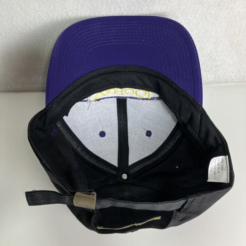 Yahoo vintage! Cappello Berretto Regolabile Strapback Yahoo.com Y2K Anni 2000 Nero Viola - Foto 7 di 8