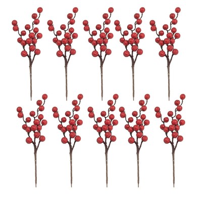 10Pcs Faux Holly Berry Zweige Weihnachten Beere Stammt Künstliche Berry Bouquet
