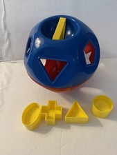 Vintage Tupperware Shape-O-Ball Kids Shape Sorter Blue Red Yellow Toy Read