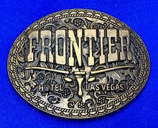 Vintage Frontier Hotel Old Las Vegas Belt Buckle Casino Nevada Western Longhorn
