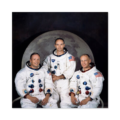 Space NASA Apollo 11 Crew Armstrong Collins Aldrin Wall Art Canvas Print 24X24