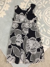 NEW Old Navy Black Ivory Floral Batik Empire Dress M 8 Girls