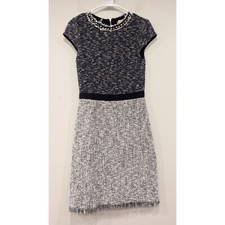 Rebecca Taylor Grey Tweed Cotton Blend Shift Dress Size 4