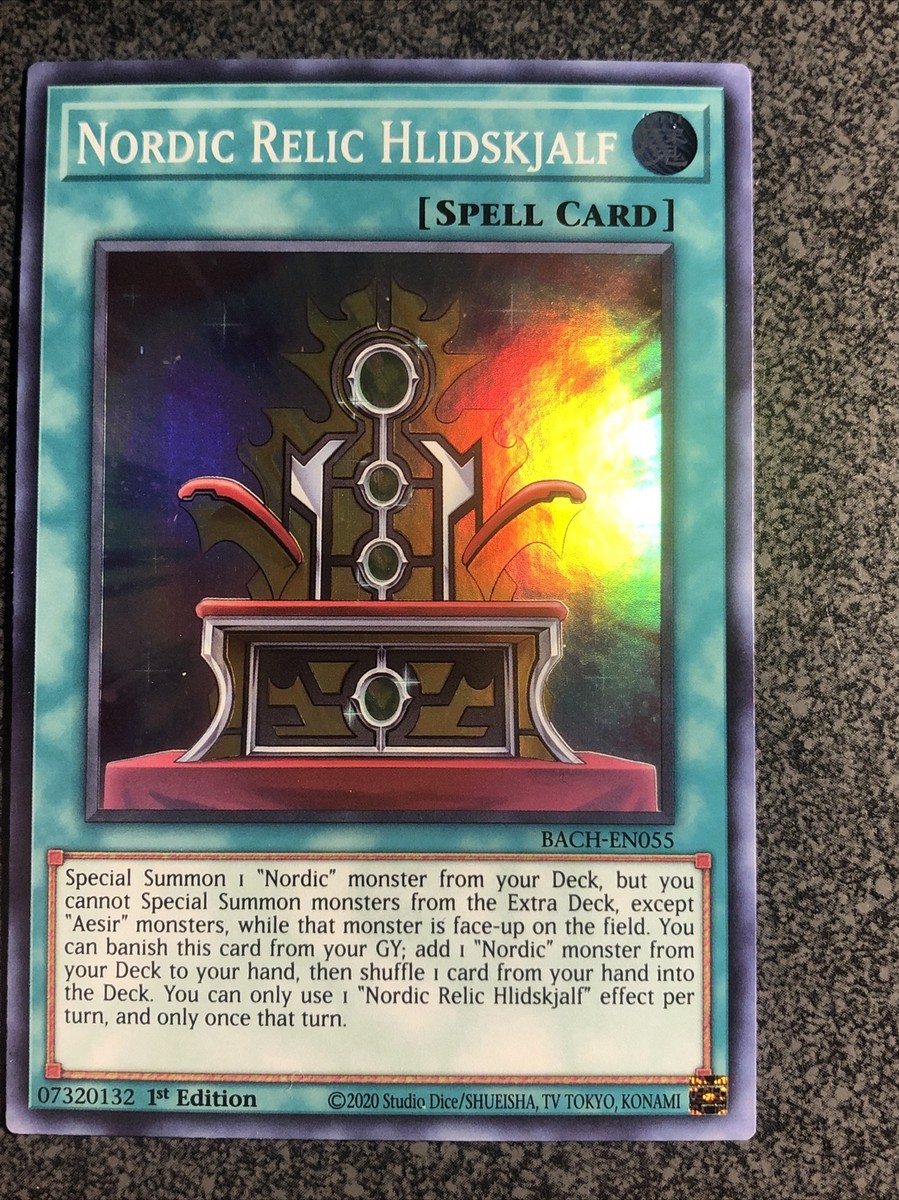 BACH-EN055 Nordic Relic Hlidskjalf Super Rare 1st Edition Mint YuGiOh Card