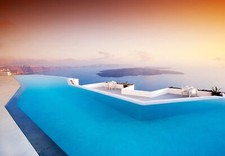 Landscape swimming pool sea greece Custom Gaming Mat Desk