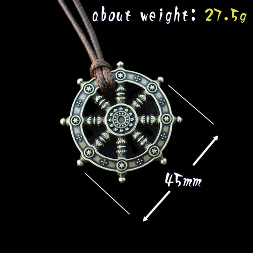 New Dharma Wheel Of Life Samsara Buddhist Amulet Pendant Talisman Necklace - Picture 5 of 6