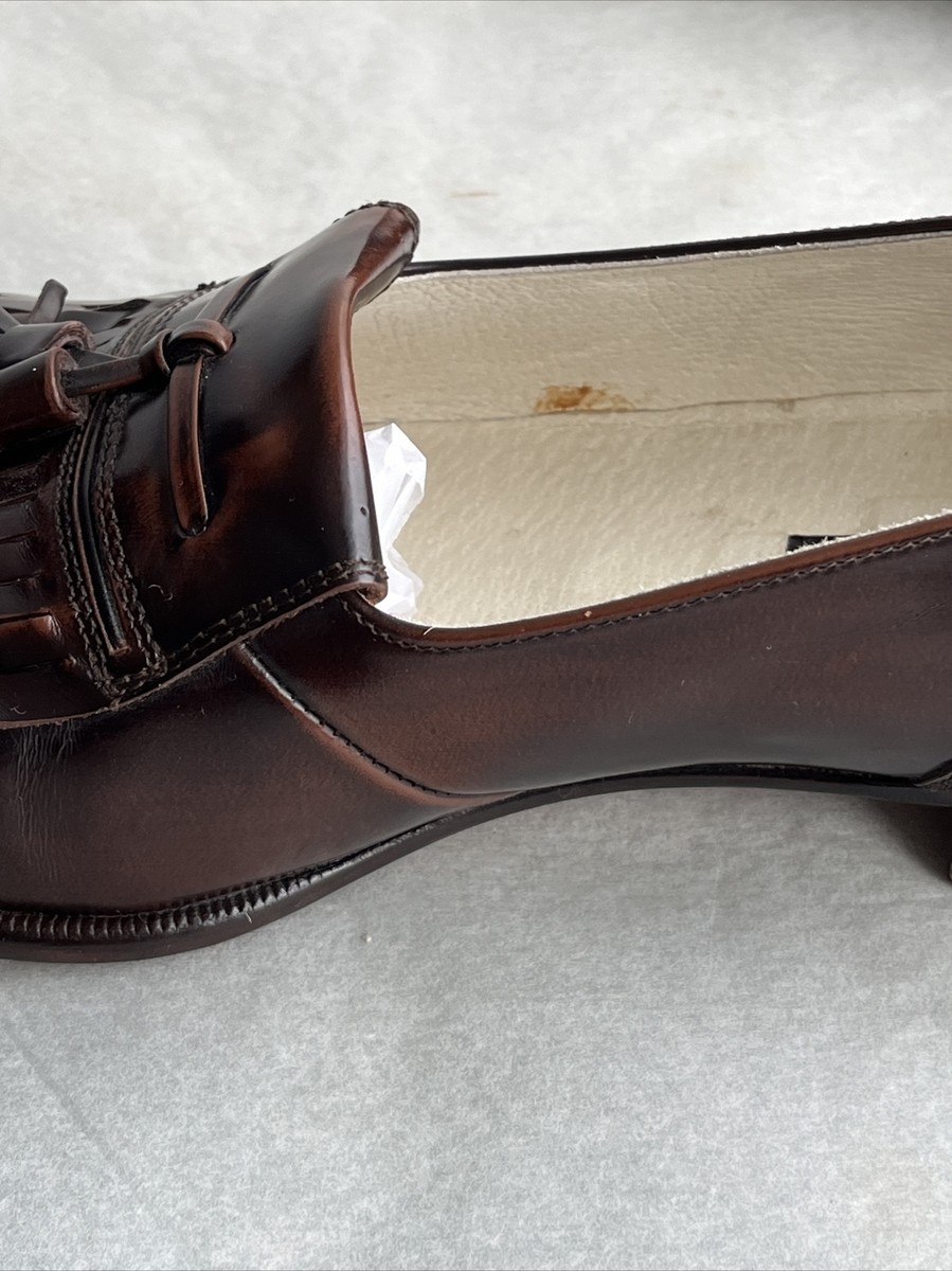 Brass Boot Loafers Shoes Mens 10M Tassel Brown Leather  display picture 1