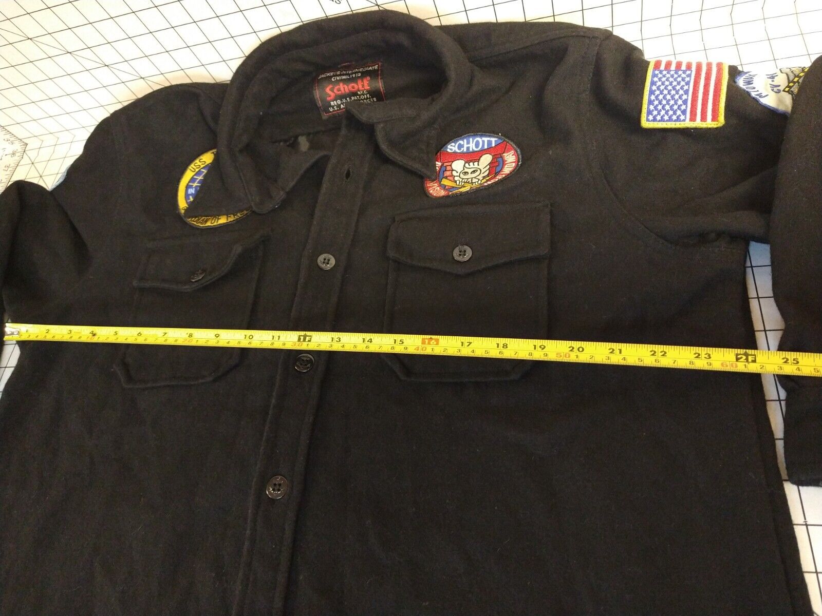 Vintage SCHOTT Wool Patch Button Jacket Intermedi… - image 15