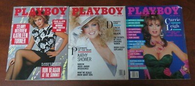 Vintage Playboy Magazine Lot 1986 May June July - Kathy Shower, Carrie Leigh