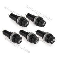 5PCS Set Safety Panel Mount Fuse Holder 5x20mm 10A 250V AC 15A 125V AC M NEW