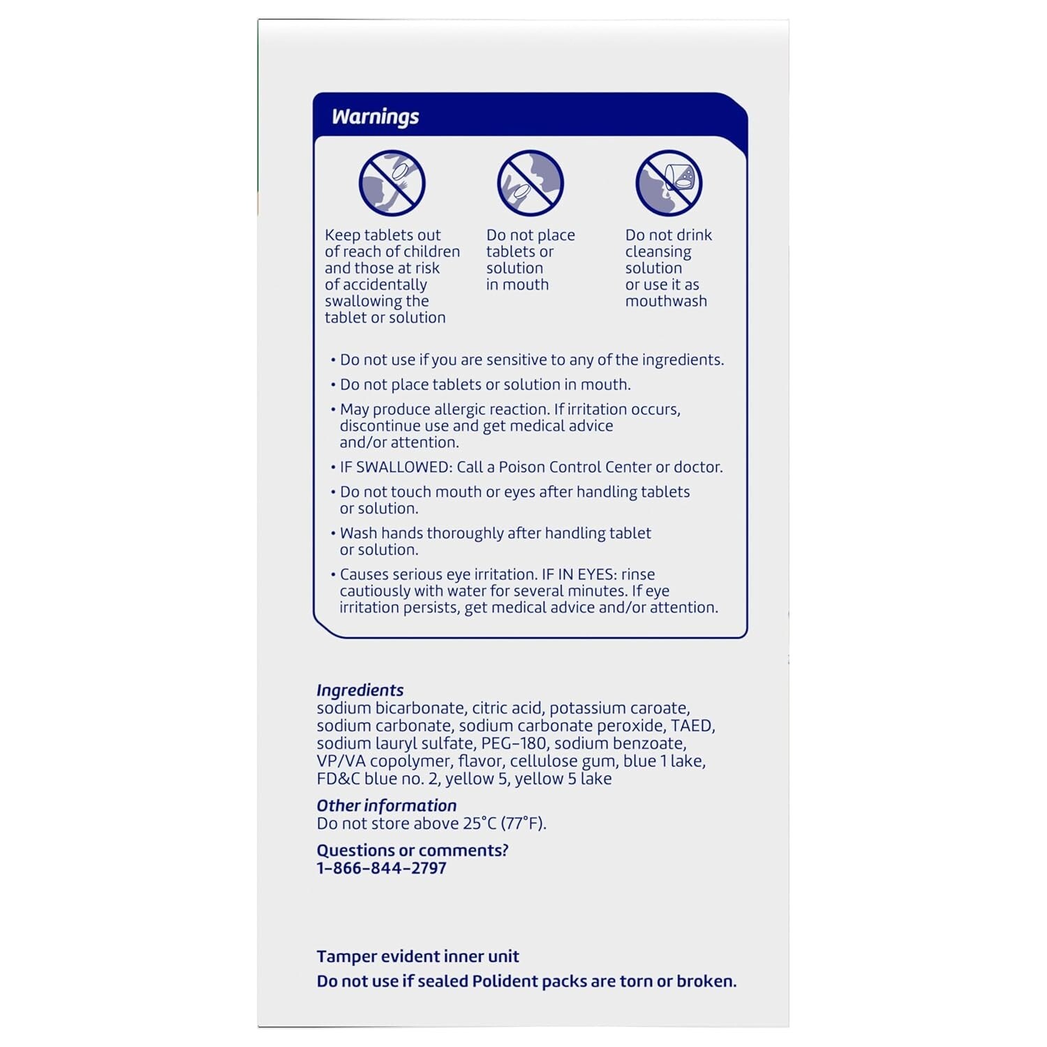 Polident Overnight Whitening Dental Cleanser Tablets 90 Ct (2 Pack) Antibacteria