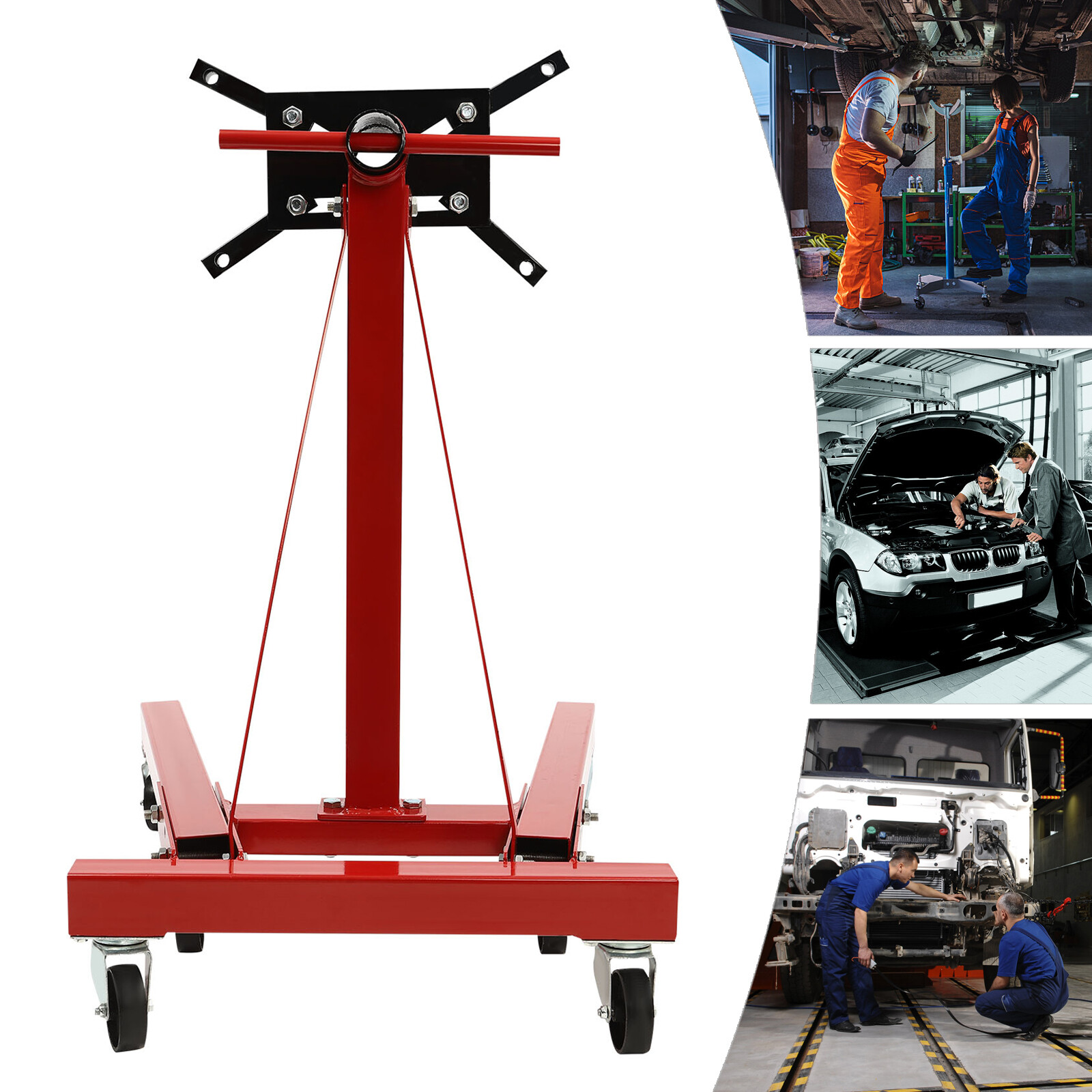 Auto Repair Rebuild Steel Engine Stand Folding Motor Hoist Dolly Mover Jack