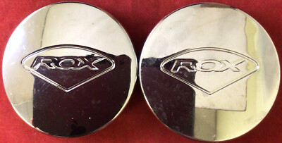 TWO Rox Aftermarket Wheel Rim Chrome 2.5'' 2 1/2 Center Cap Hub C-ROX316-C 9754-5