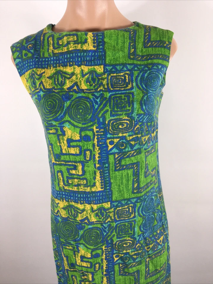 Maxi Vestido Vintage Años 70 Colorido Floral Asiático Resort Ropa Trinidad Tobago S/M Foto 4 de 4