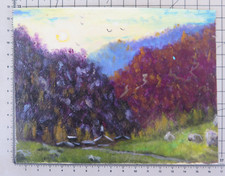 QUADRO DIPINTO AD OLIO PAESAGGIO AUTUNNO PITTORE PIEMONTESE SALUZZO DR1