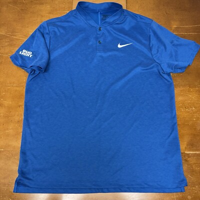 Nike Shirt Mens Extra Large Blue Henley Golf Short Sleeve Button Active Dri  Fit