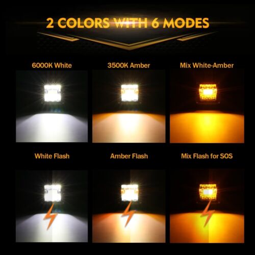 AUXBEAM 72W 3" DEL pods cubiques de travail barre lumineuse spot conduite hors route lampes antibrouillard 2 pièces - Photo 4/12