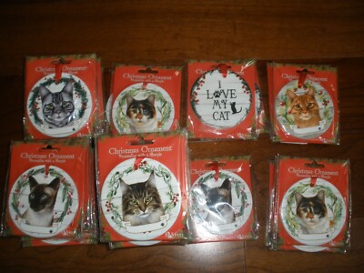 NEW Ceramic CAT Christmas ornaments by E & S Pets (YOU CHOOSE BREED)